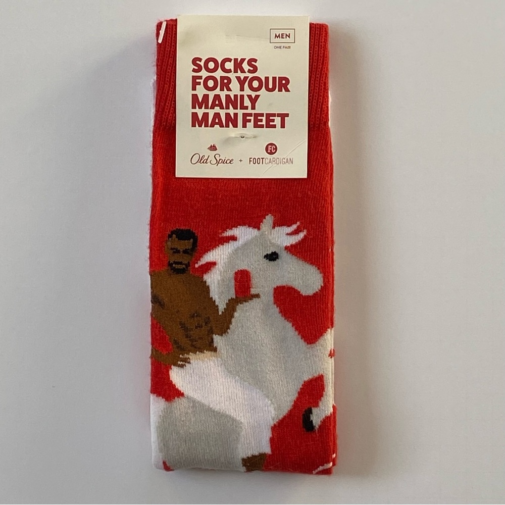 Old Spice Mens Socks For Your Manly Feet Foot Cardigan Red One Pair New with tag